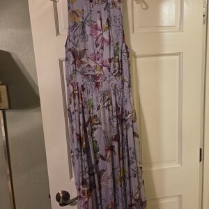 Anthropologie Floral Midi Dress - Lavender and Multicolor
